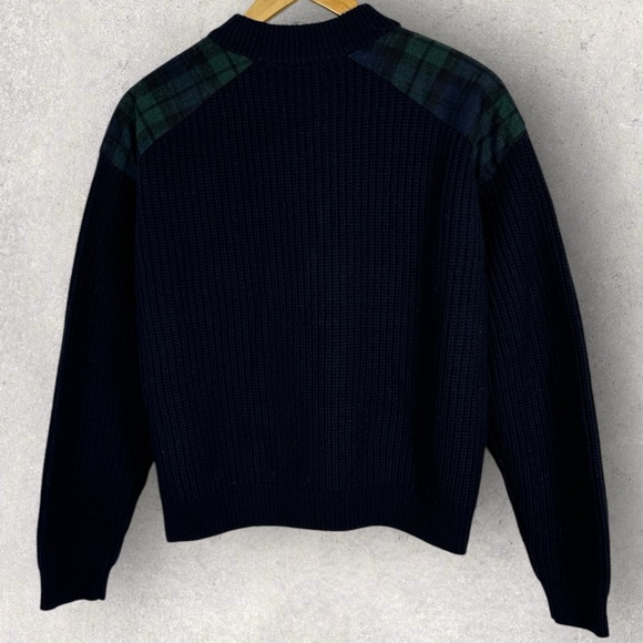 Sezane Ewen Jumper Sweater Navy Blue Green Scottish Tartan Womens Size Medium M - Picture 12 of 13